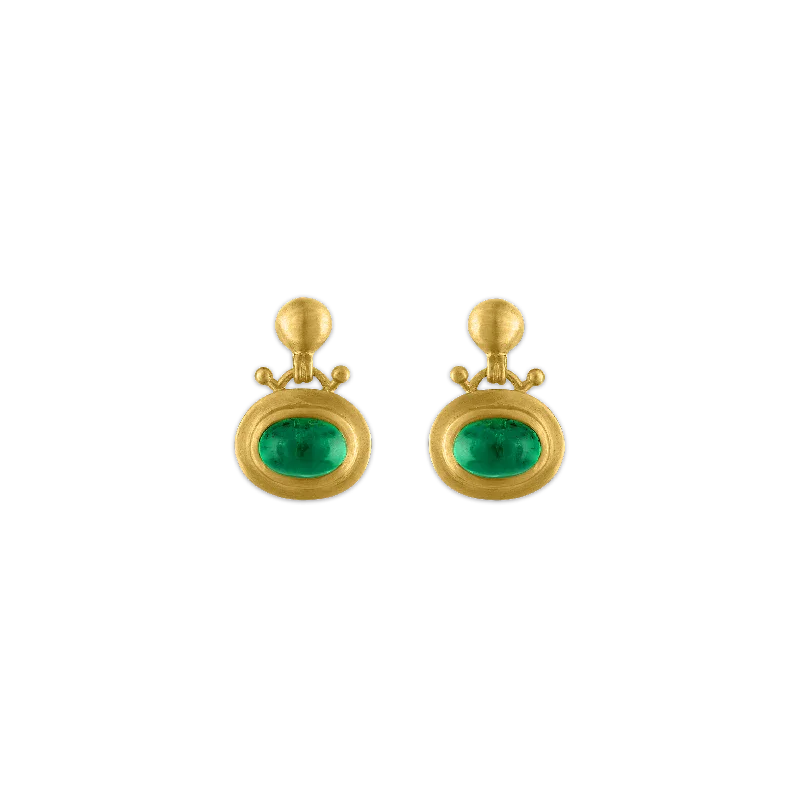 trendy earrings for women -Small Emerald Bell Earrings