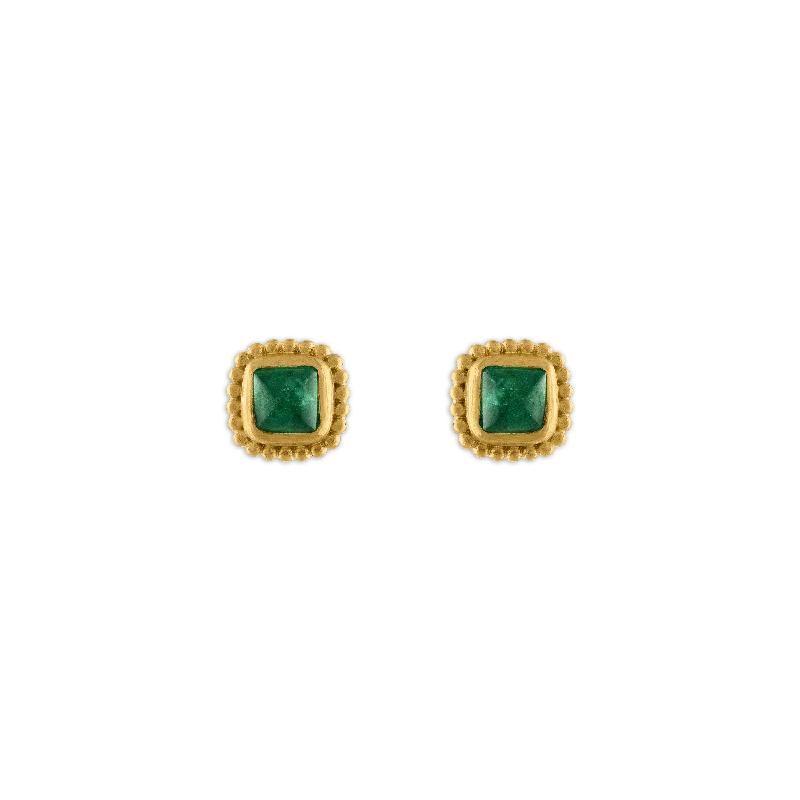 stylish crystal earrings for women -Emerald Granulated Stud Earrings