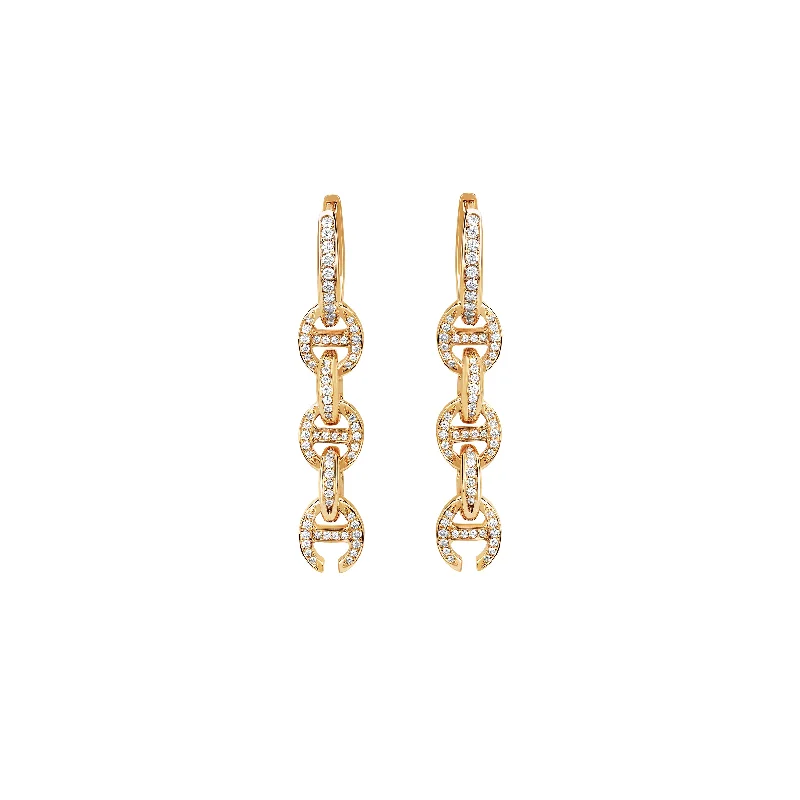 women's minimalist earrings -FIVE LINK PAVE DRIP