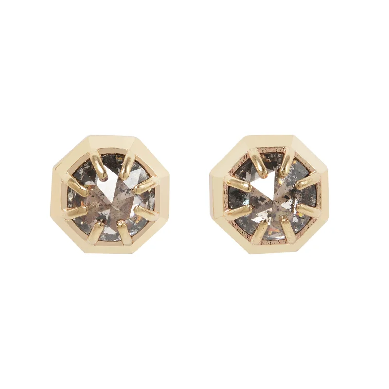 ladies' ear cuffs -Galaxy Diamond Octagon Studs