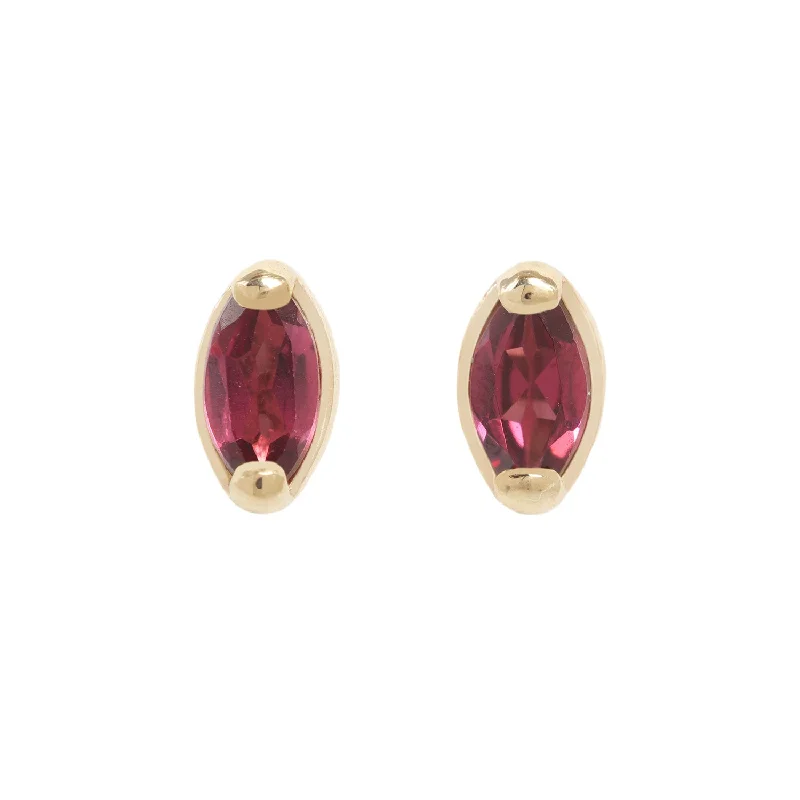 women's wave earrings -Garnet Marquise Studs