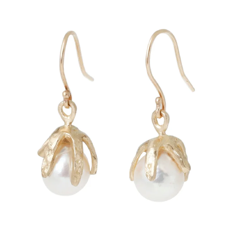 women's crystal earrings -Gold Baroque Pearl Earrings