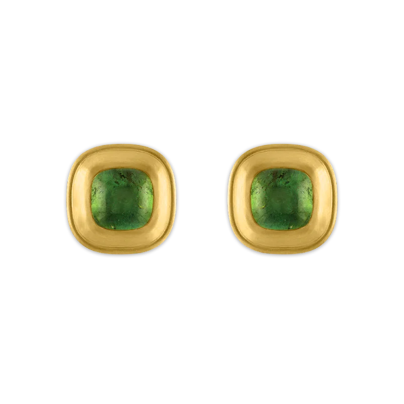 stylish stud earrings for women -Green Tourmaline Capsa Stud Earrings