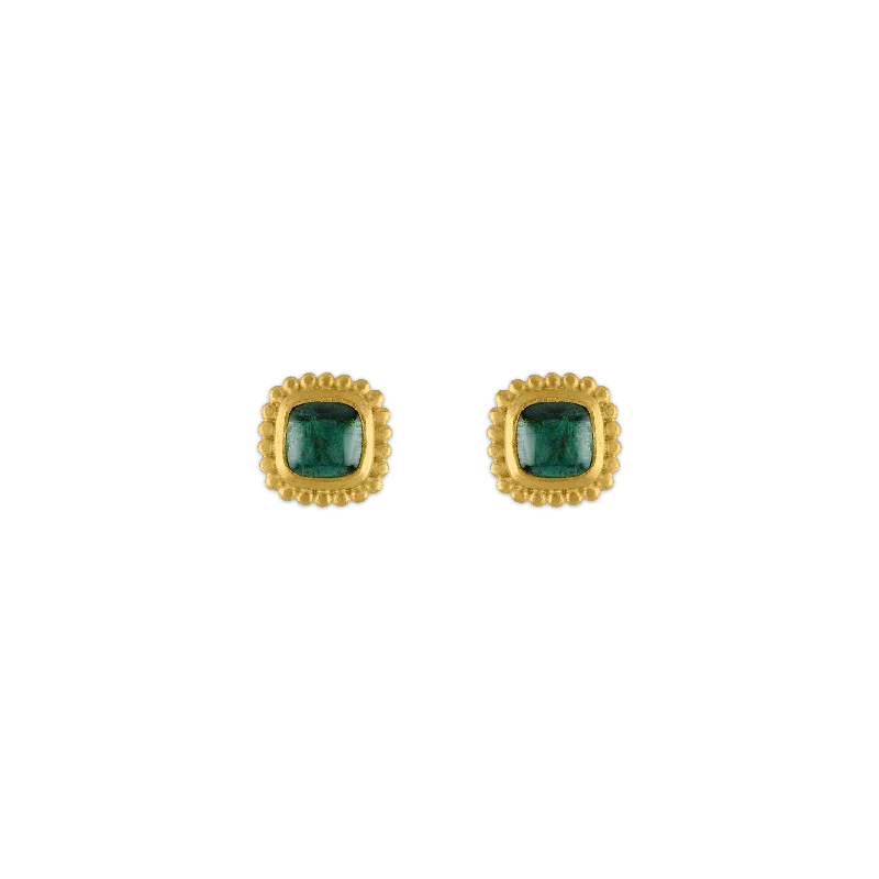 women's chandelier earrings -Green Tourmaline Granulated Stud Earrings