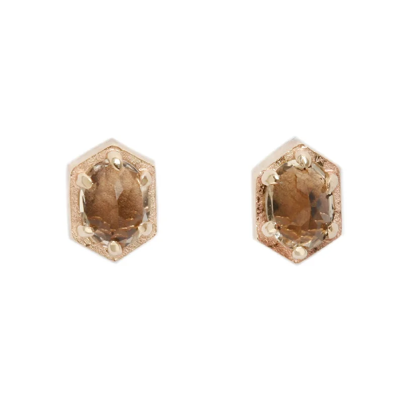 ladies' ear cuffs -Hexagon Champagne Studs