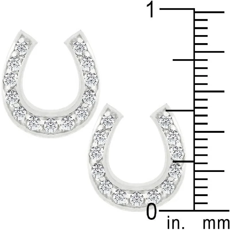 stylish crystal earrings for women -Horseshoe Stud Earrings Minimalist And Unique Design Ideal For Casual And Formal Outfits - 11 Mm X 9 Mm W X 2 Mm H