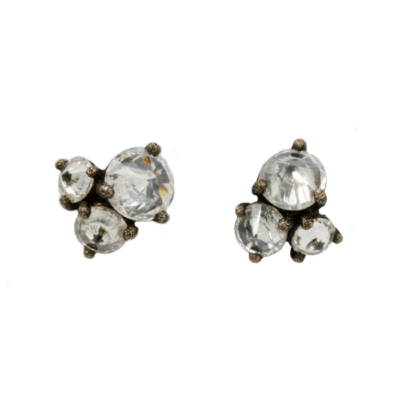 women's magnetic earrings -Inverted Diamond Cluster Studs