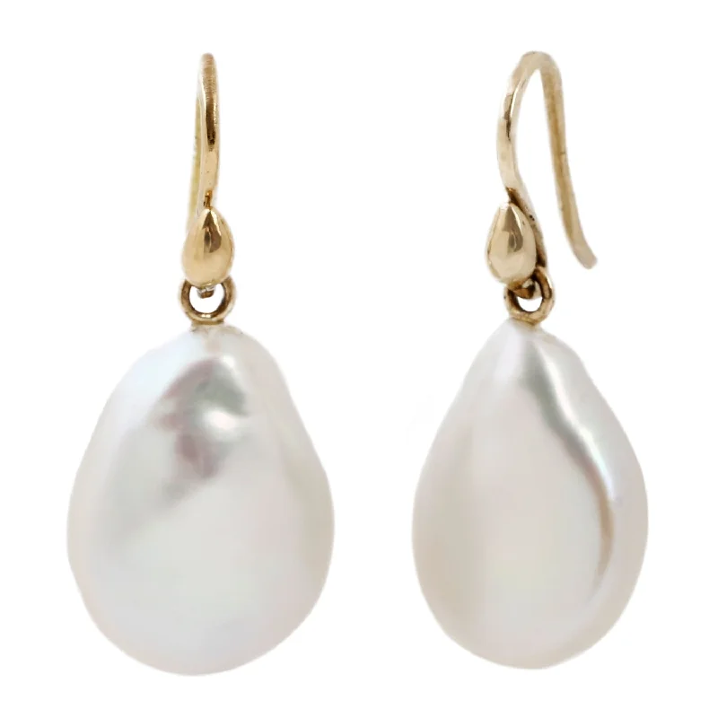 women's crystal earrings -White Biwa Pearl Drops