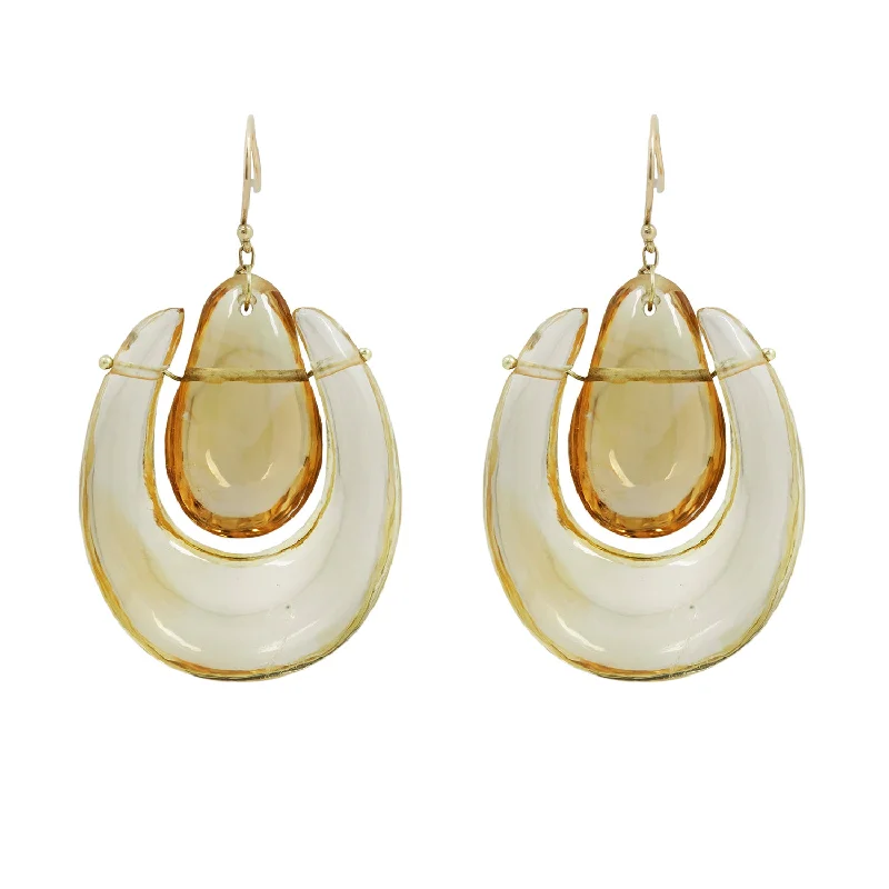 trendy rose gold earrings for women -Large Citrine O'Keefe Earrings