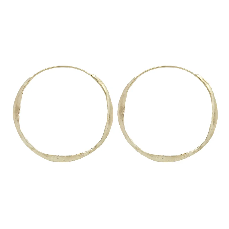 women's angel earrings -Large Gold Crinkle Hoops