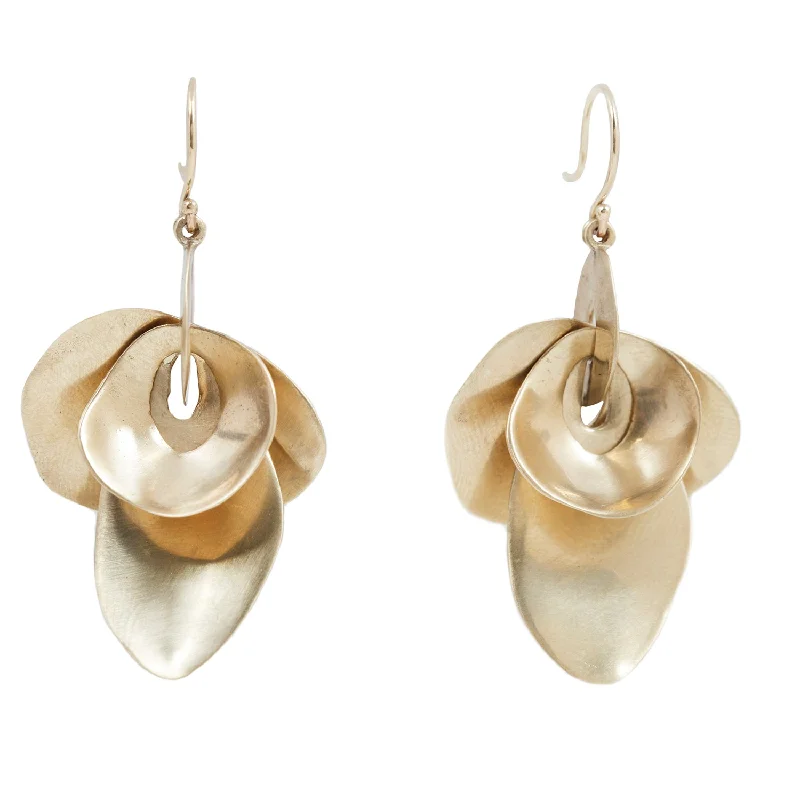 ladies' flower earrings -Large Gold Orchid Earrings