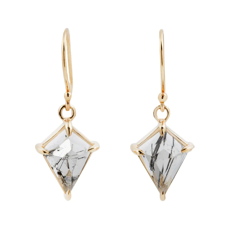 women's mixed-metal earrings -Large Quartz Kite Drop Earrings