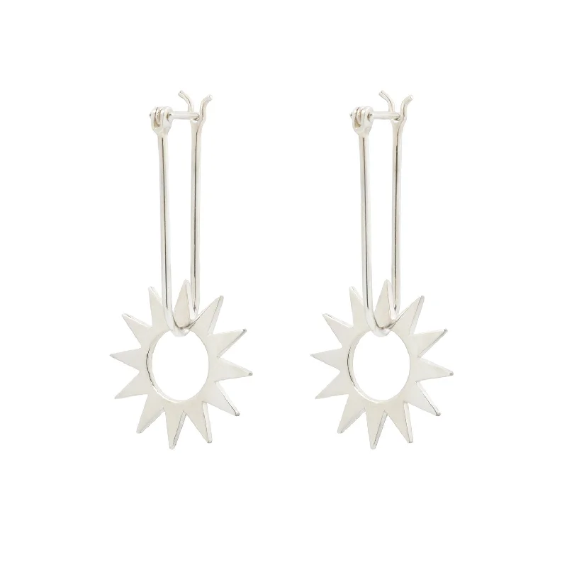 ladies' shell pearl earrings -Latch and Spur Silver Earrings