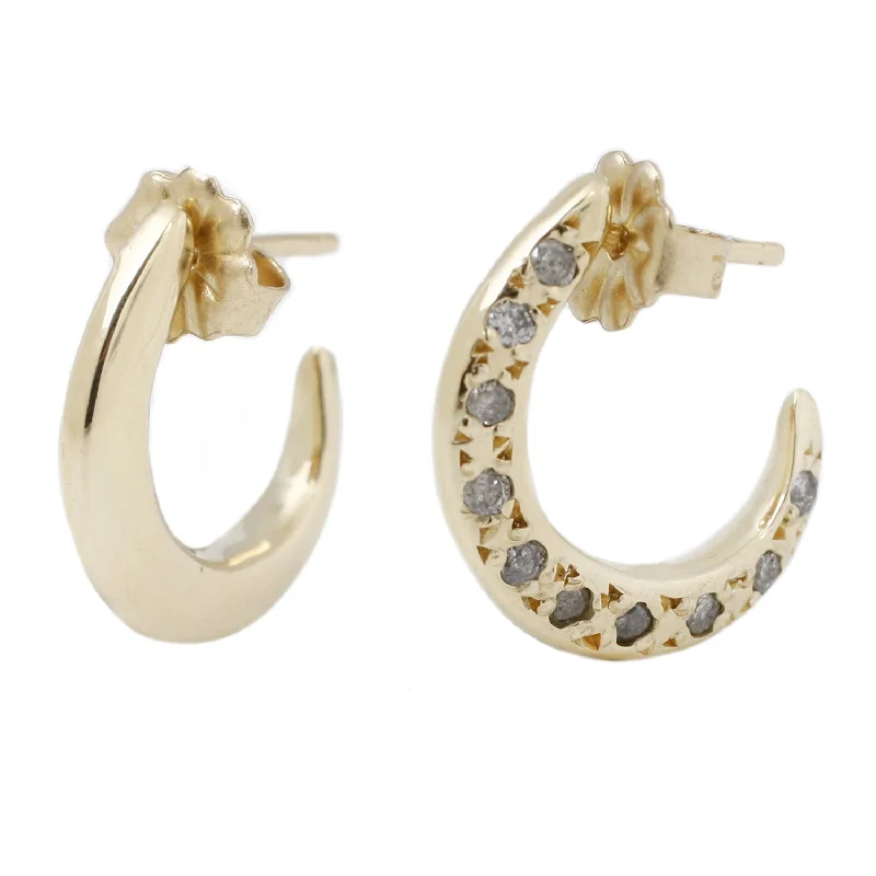 ladies' star earrings -Single Sided Diamond Hoops