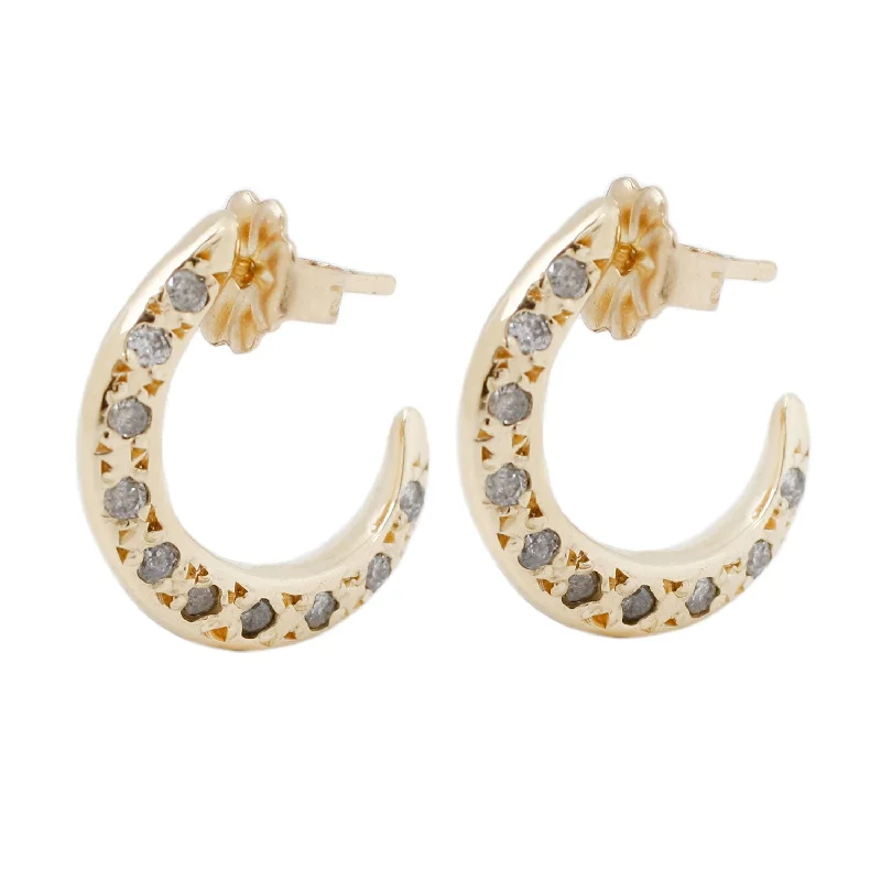 trendy acrylic earrings for women -Double Sided Diamond Hoops