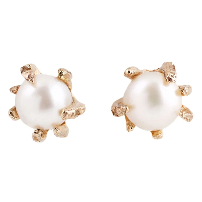 women's swirl earrings -White Pearl Studs