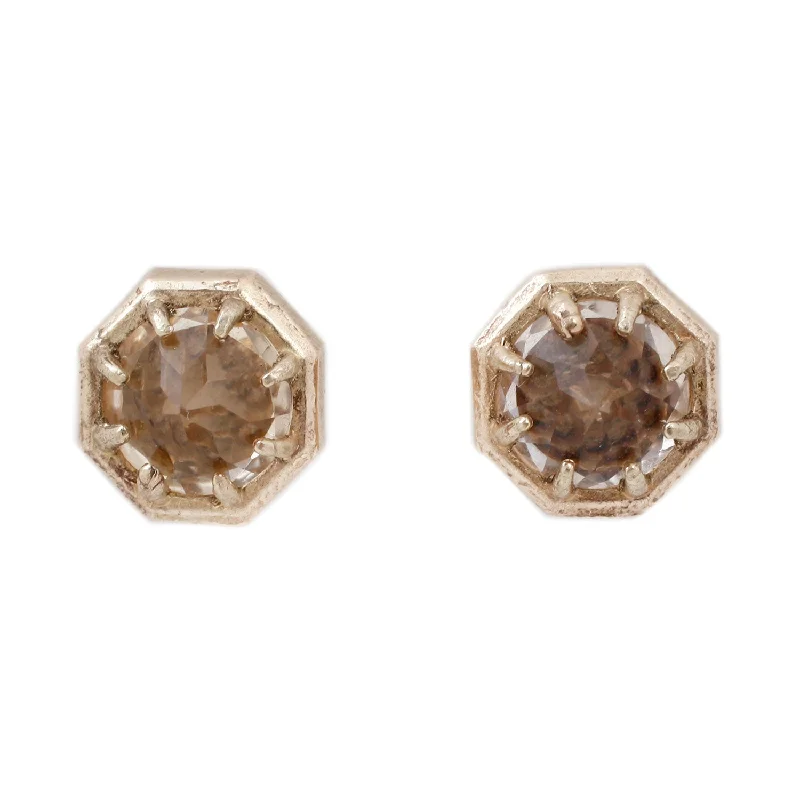 ladies' gemstone earrings -Champagne Quartz Studs