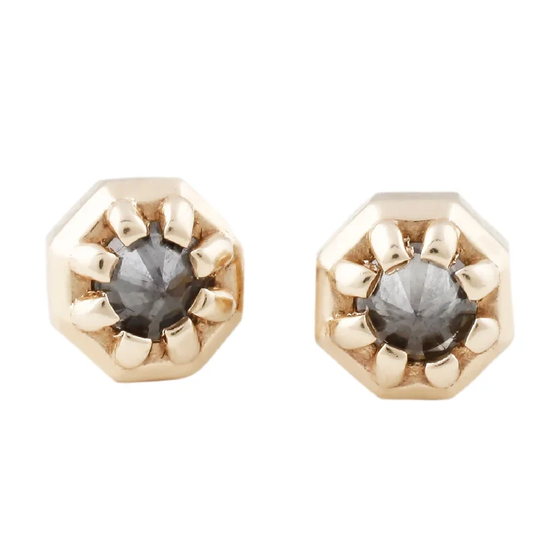 women's cubic earrings -Tiny Point Up Diamond Studs