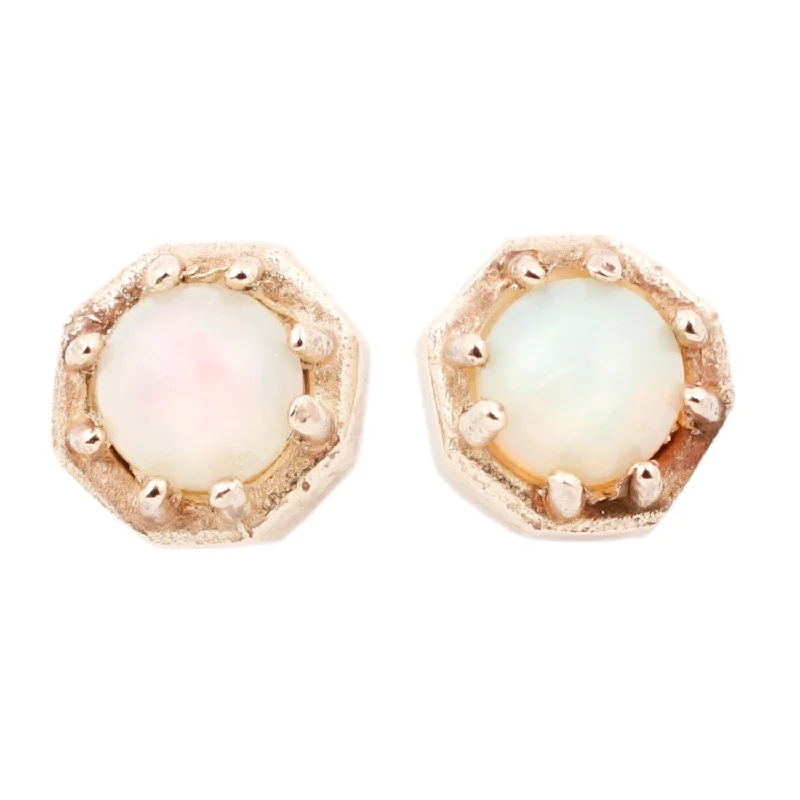 women's small hoop earrings -Tiny Opal Octagon Studs