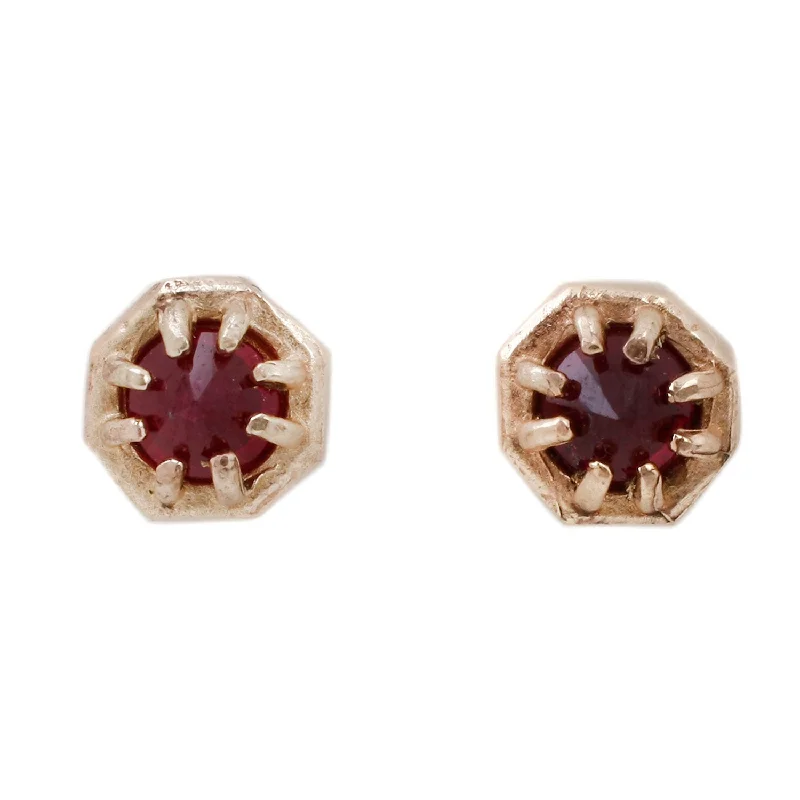 trendy earrings for women -Tiny Ruby Studs