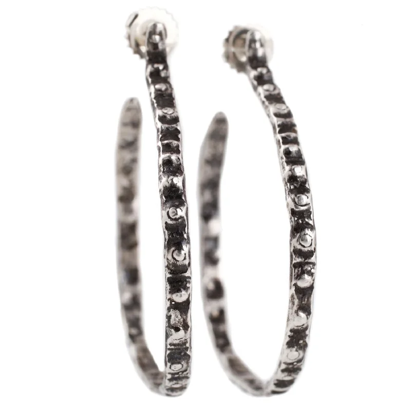 stylish hoop earrings for women -Thin Silver Urchin Hoops