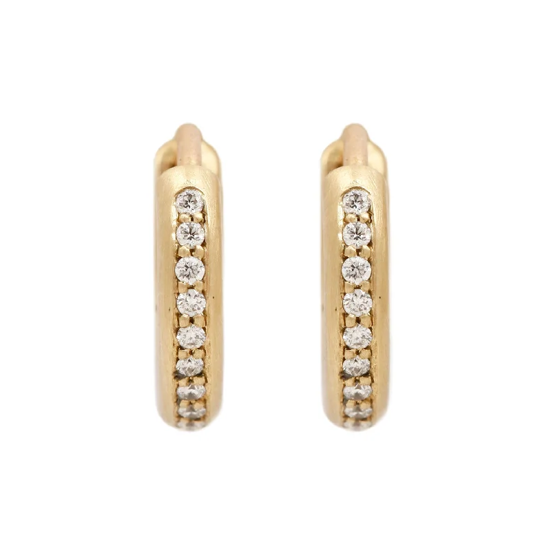 ladies' pearl earrings -Medium Pavé Diamond Hoops