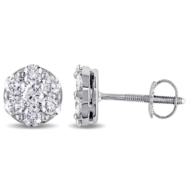 women's drop earrings -Miadora 14k White Gold 1 1/10ct TDW Diamond Stud Earrings