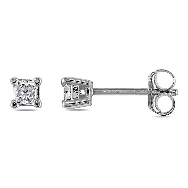 stylish chandelier earrings for women -Miadora 14k White Gold 1/4ct TDW Princess-Cut Diamond Solitaire Stud Earrings