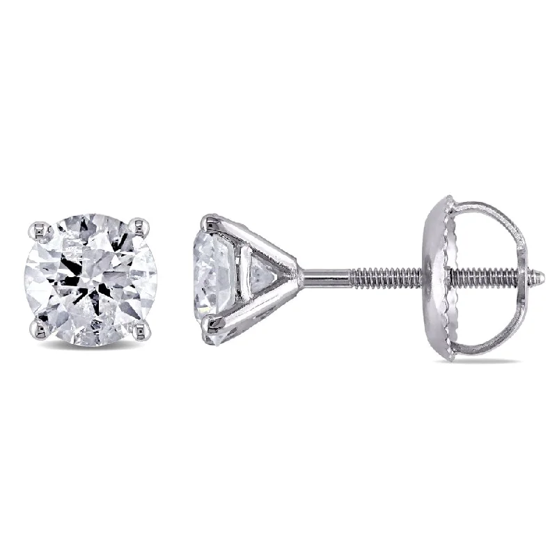 women's rose gold earrings -Miaodra 14k White Gold 9/10ct TDW Diamond Solitaire Stud Earrings