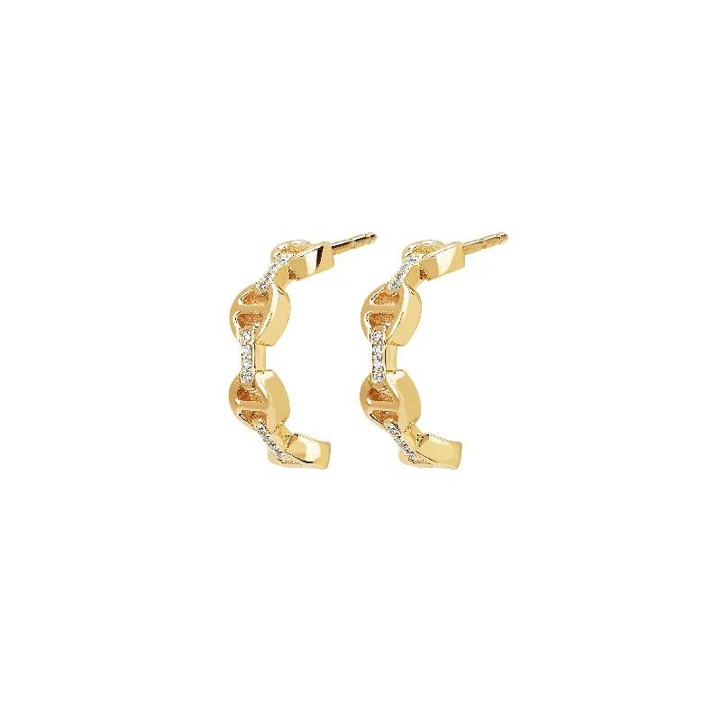 stylish chandelier earrings for women -MICRO CRESCENT WITH DIAMONDS