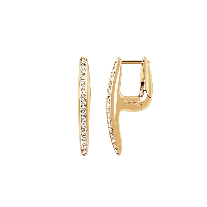 trendy geometric earrings for women -MINI AXE WITH DIAMONDS