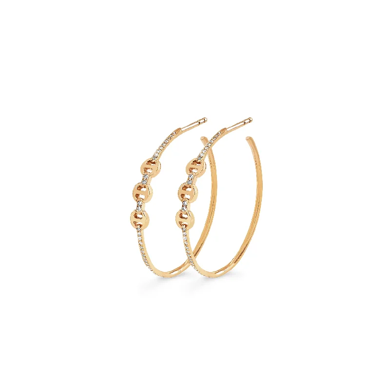 women's starry earrings -MINI HOOP WITH DIAMOND BRIDGES & HOOPS