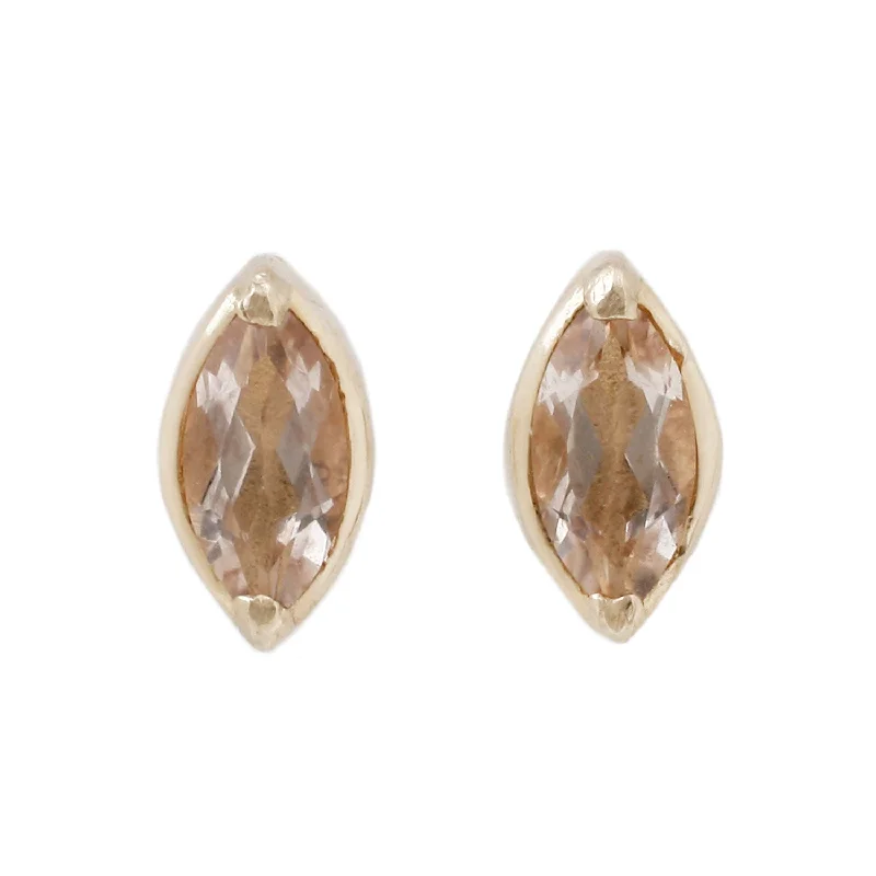 ladies' silver earrings -Morganite Marquise Studs