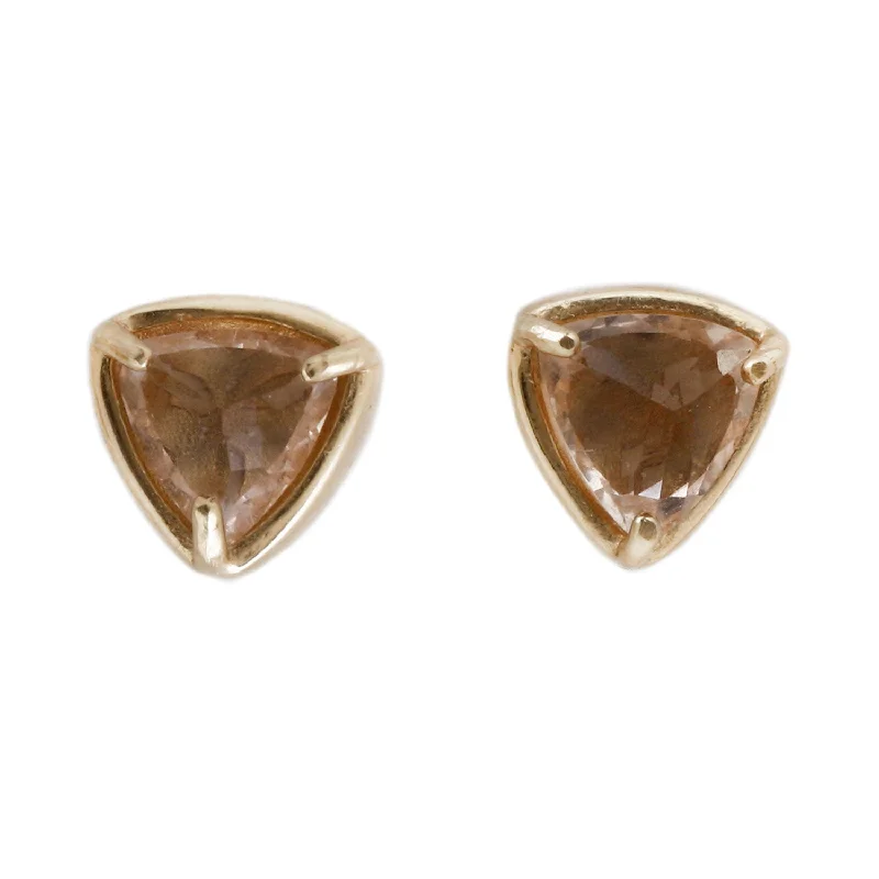 women's gold earrings -Morganite Trillion Studs