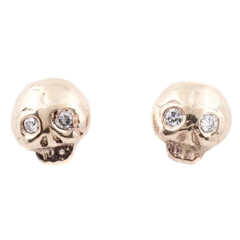 women's oversized hoop earrings -Gold Diamond Eye Skull Studs