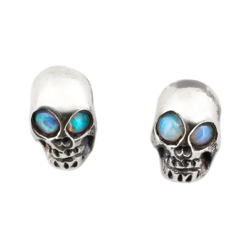 women's cubic earrings -Opal Eyed Skull Studs