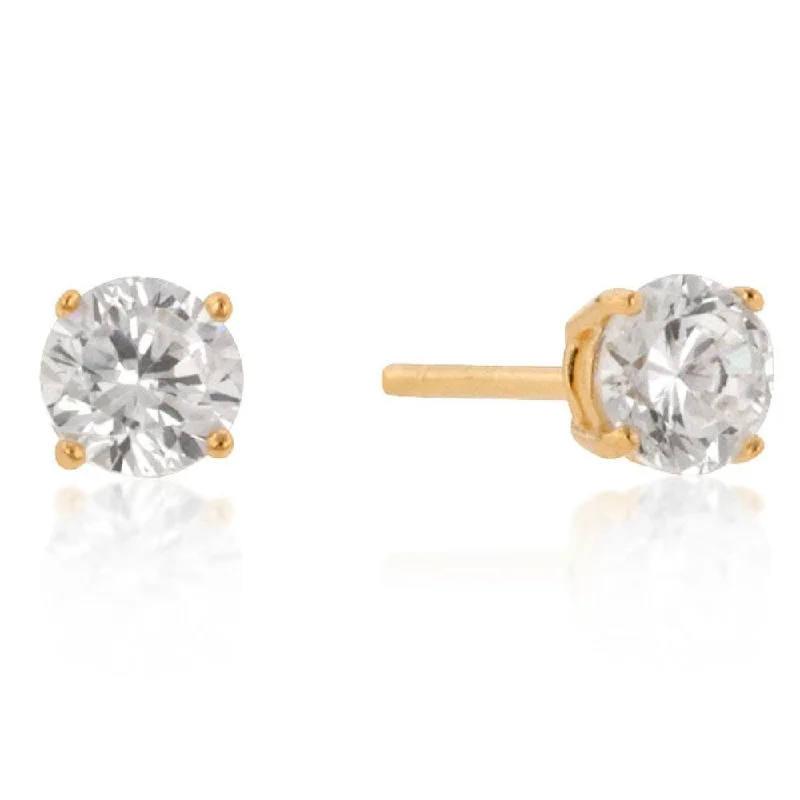 women's two-tone earrings -New Sterling Silver Round Cut Cubic Zirconia Studs