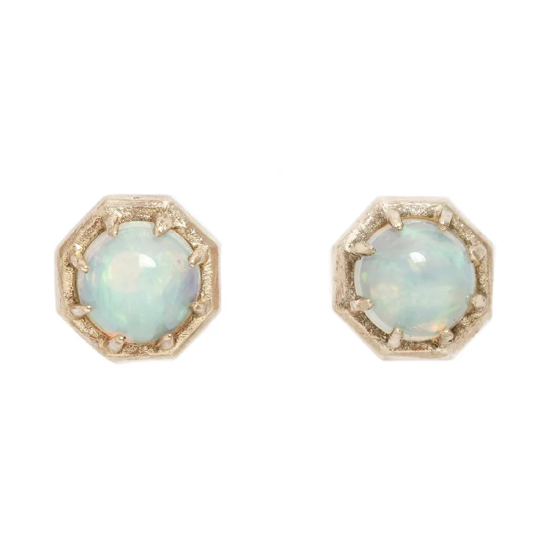 women's resin earrings -Opal Octagon Studs