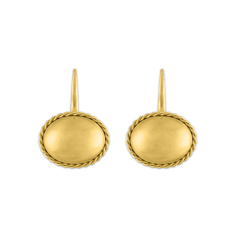 ladies' diamond earrings -Oval Chorda Hook Earrings