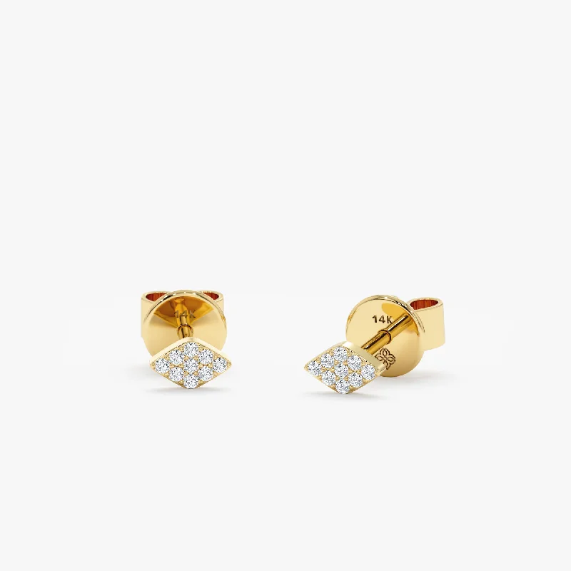 women's boho earrings -Paved Diamond Rhombus Studs, Blake