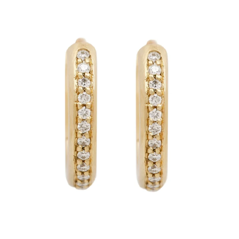 women's lucky charm earrings -Large Pavé Diamond Hoops