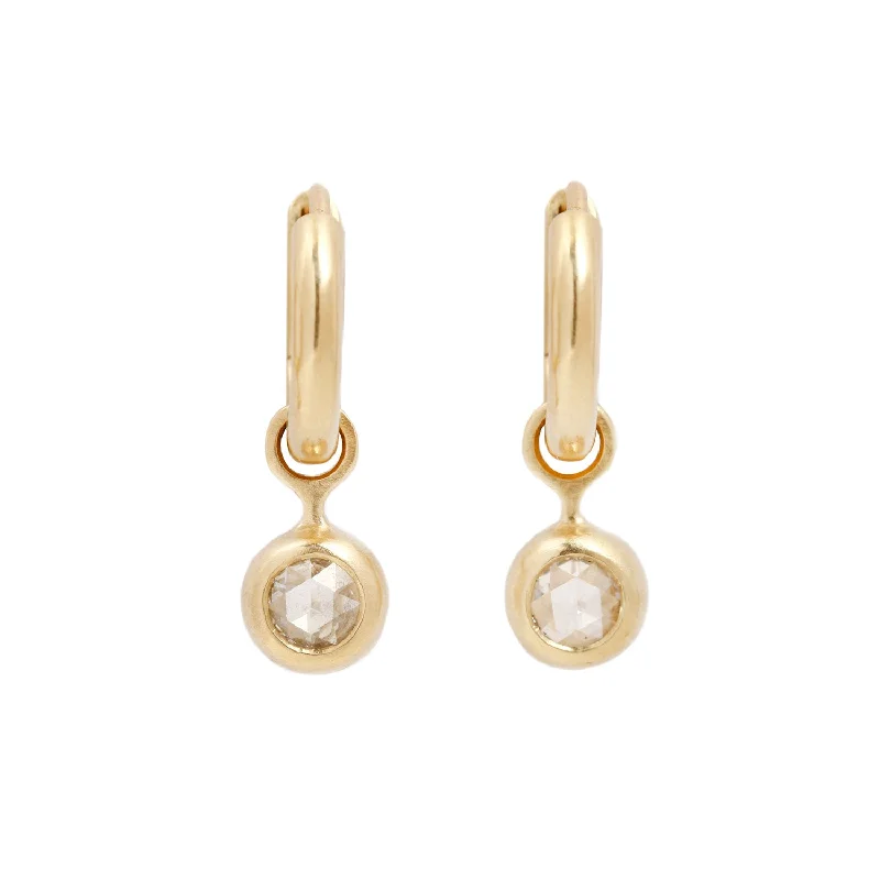 women's hexagon earrings -Rosecut Diamond & Gold Hoop Earrings