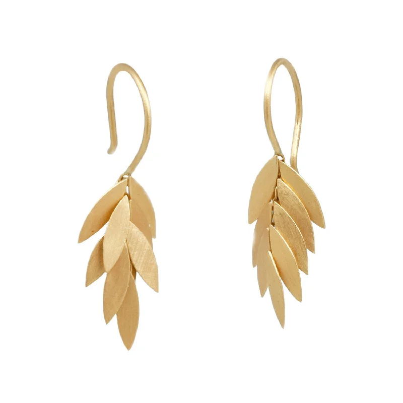 ladies' tassel earrings -Small Golden Leaf Earrings