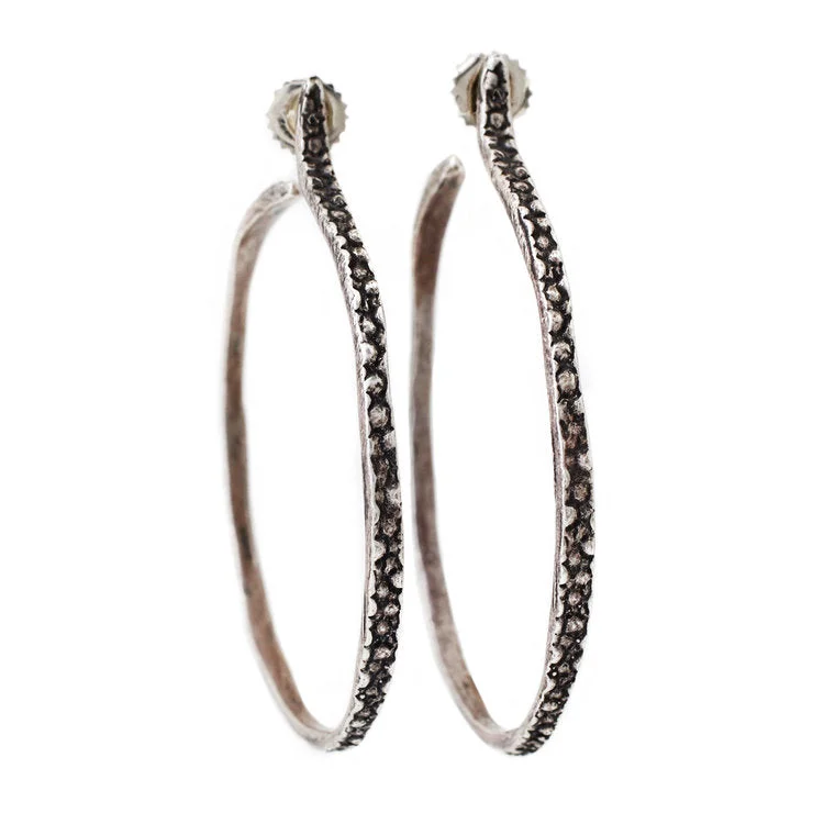 women's geometric earrings -Silver Stingray Hoops