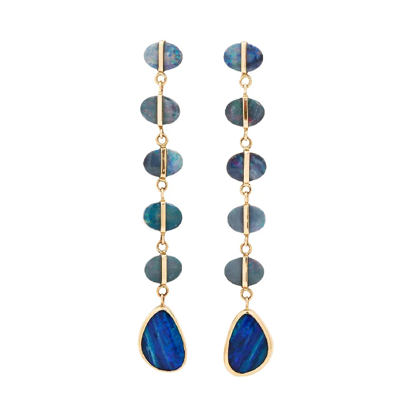 women's feather earrings -Six Opal Drop Earring