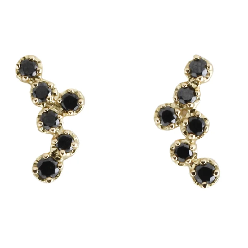 women's wave earrings -Hydra Black Diamond Studs