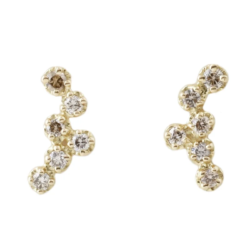 women's minimalist gold earrings -Hydra Brown Diamond Studs