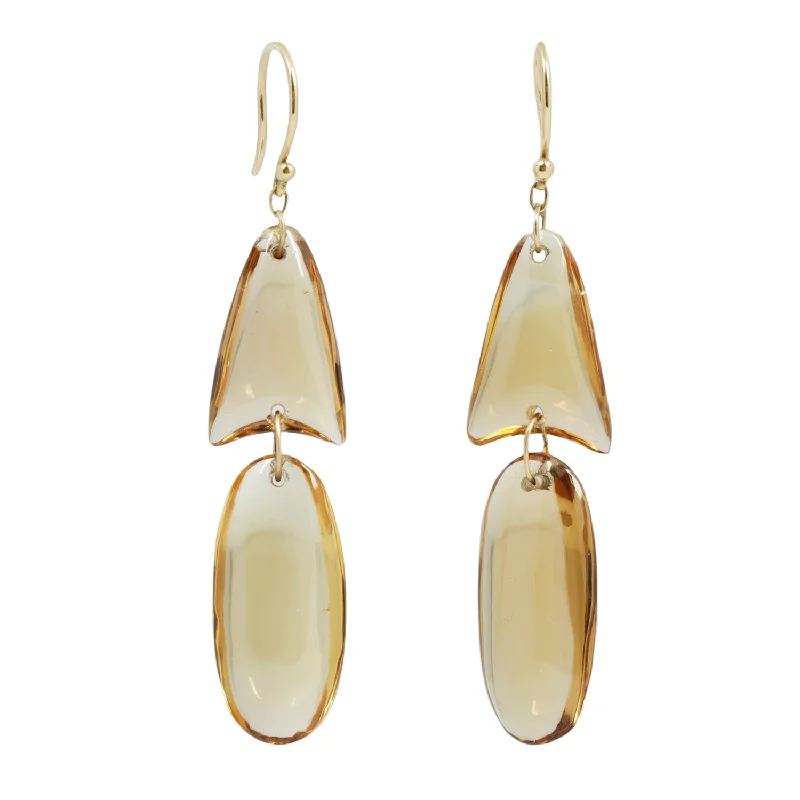 elegant pearl earrings for women -Small Citrine Arrowhead Earrings