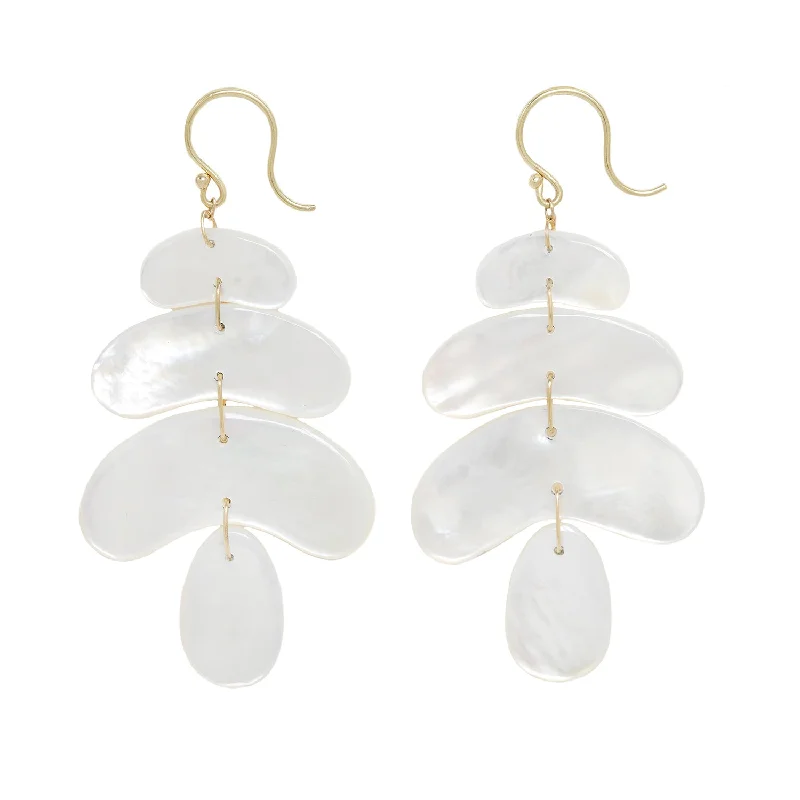 trendy pearl earrings for women -Small Mother of Pearl Totem Earrings