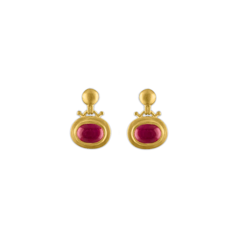 women's stud earrings -Small Ruby Bell Earrings